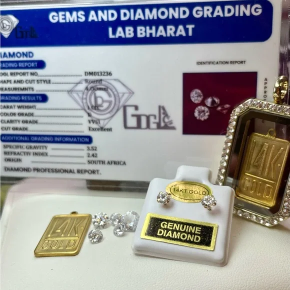 1/2ct 14K Solid YELLOW Gold Diamond studs earrings. Yellow Gold - Picture 4 of 16